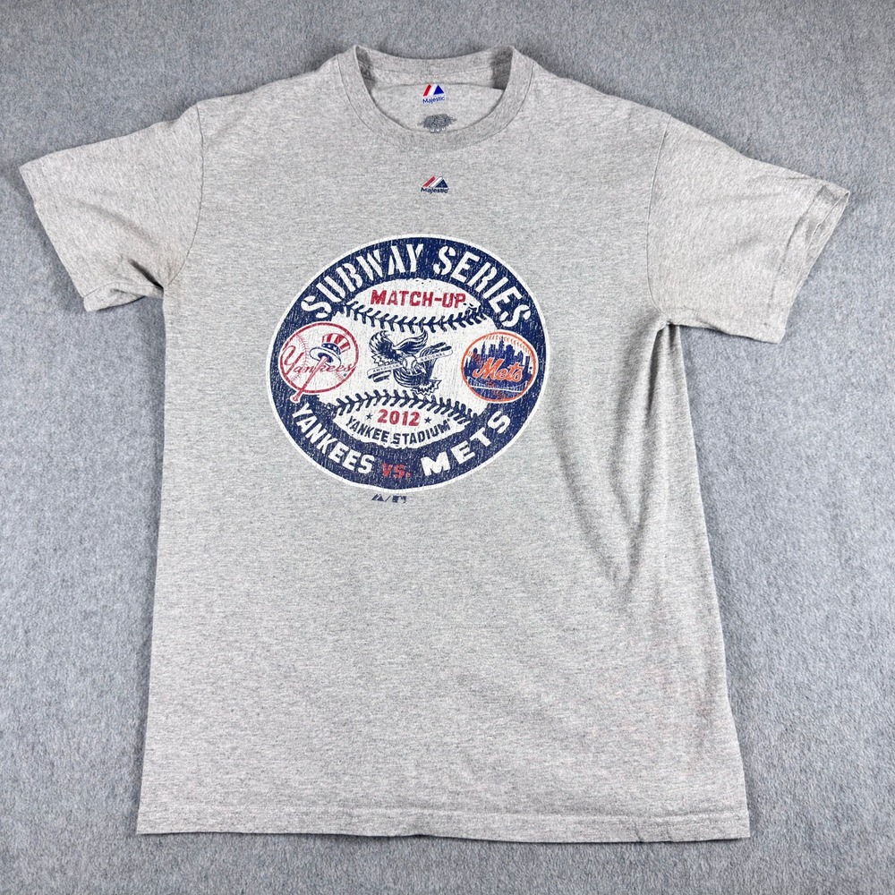 Yankees vs Mets Subway Series T Shirt Mens M‎ Gray 2012 Tee MLB Baseball